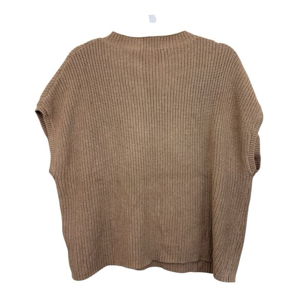 Lillusory Cropped Boxy Sweater Womens Sz Extra Large Chunky Knit Tan Pocket - Picture 8 of 10